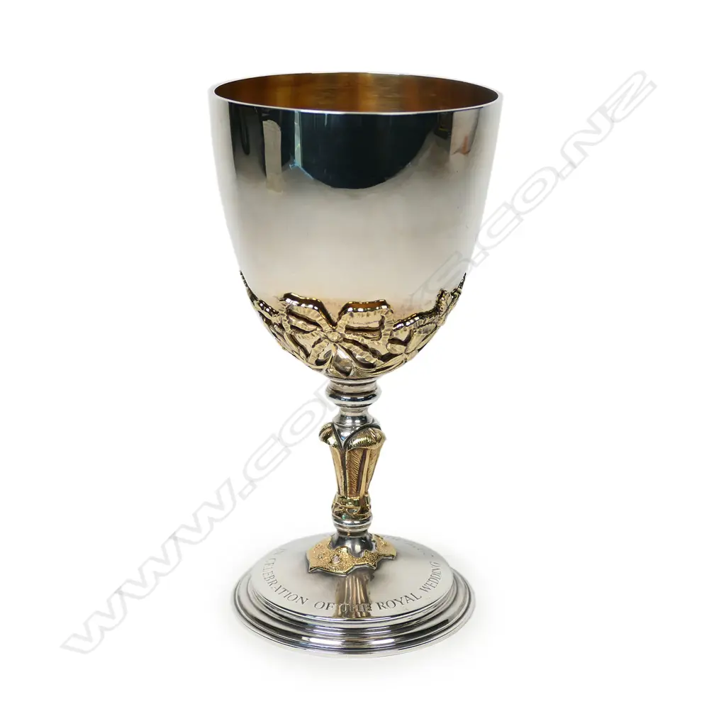 A Garrard & Co silver commemorative goblet, for the Royal Wedding Charles and Diana Image 1++