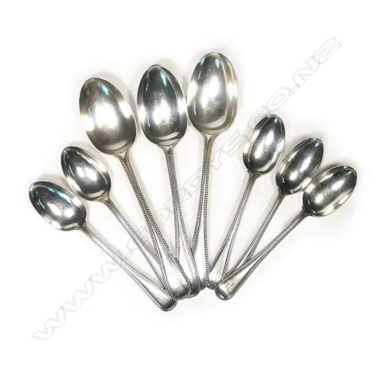 Three Victorian silver dessert spoons and five matching teaspoons