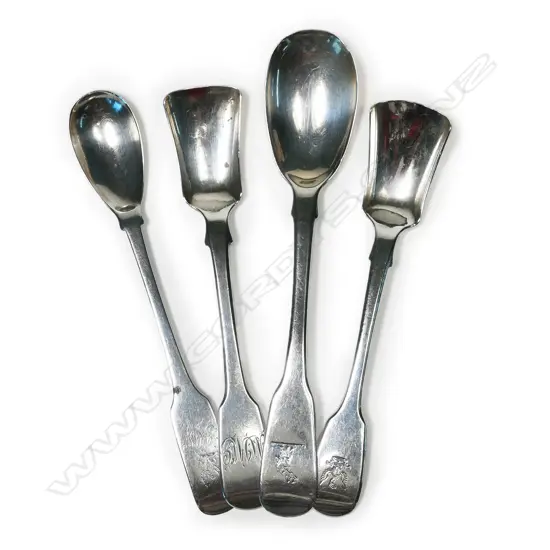 Four Irish silver condiment spoons,