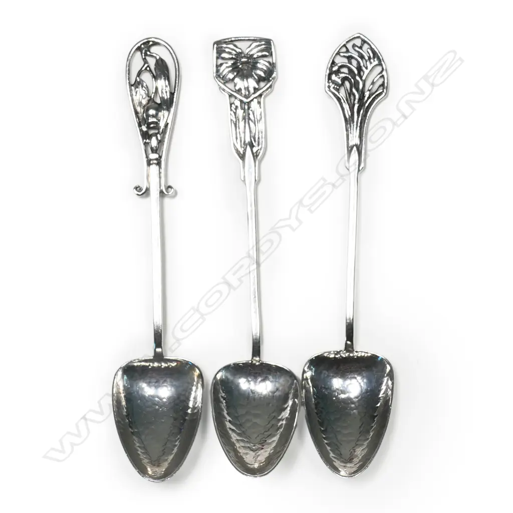 Three James Linton (Aust. 1904-1980), Arts & Crafts sterling silver coffee spoons, Image 1++