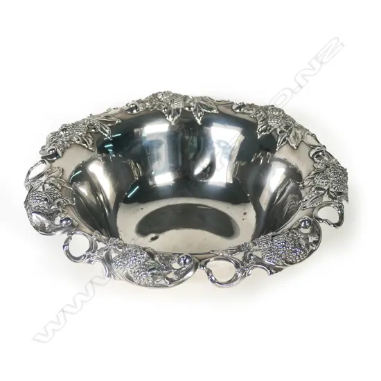 An Art Nouveau, Tiffany & Co. silver centre bowl, decorated with raspberries to the rim, c.1902-07,