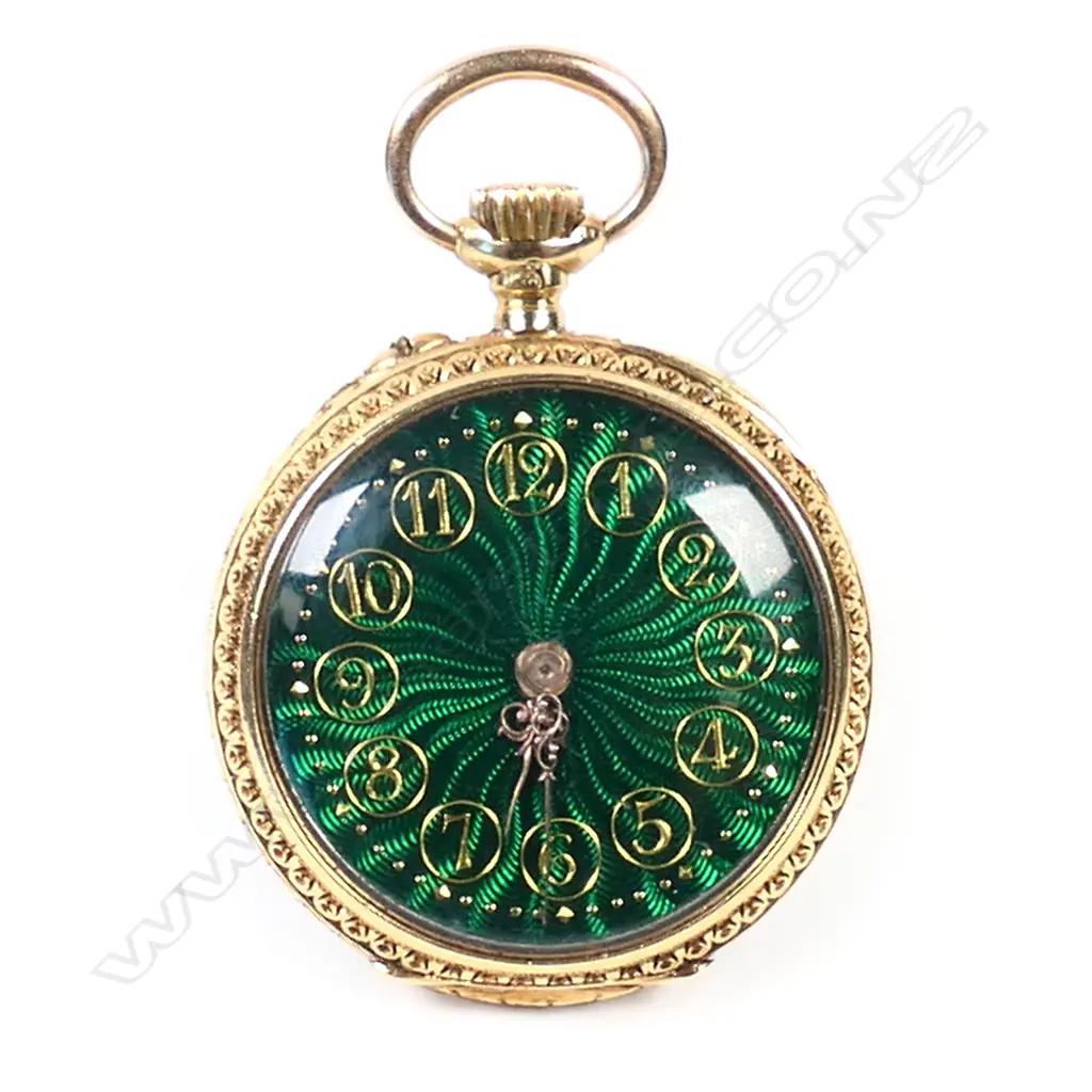 A vintage 18ct gold and enamel ladies pocket watch, Image 1++