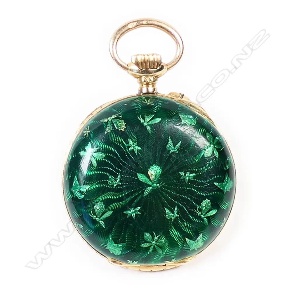 A vintage 18ct gold and enamel ladies pocket watch, Image 1++