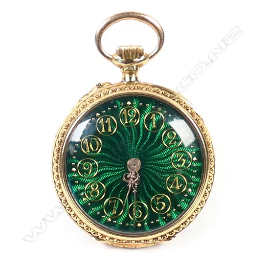 A vintage 18ct gold and enamel ladies pocket watch,