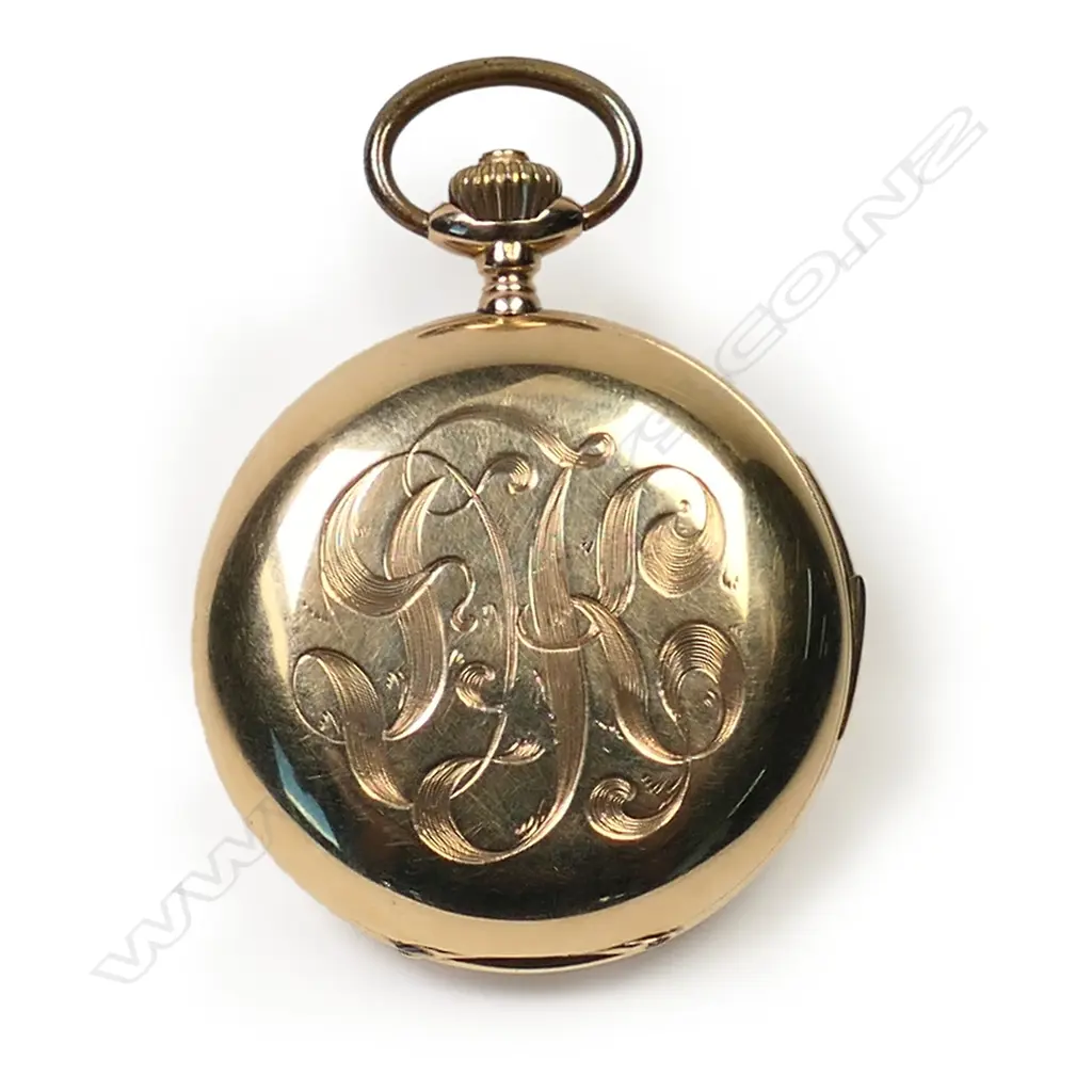 A 14ct gold cased full hunter, quarter repeater mechanism pocket watch,  'Fabrique Germinal, Chaux-De-Fonds. Suisse No.151295' Image 1++