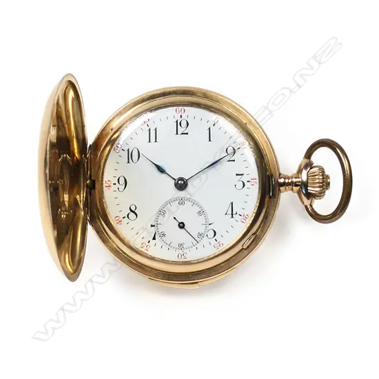 A 14ct gold cased full hunter, quarter repeater mechanism pocket watch,  'Fabrique Germinal, Chaux-De-Fonds. Suisse No.151295'