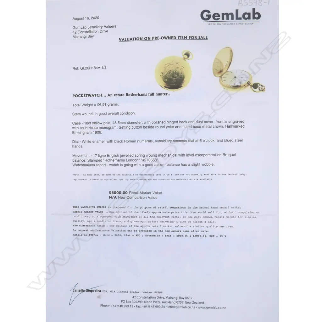 An Edwardian 18ct gold full hunter Rotherhams pocket watch, Image 1++