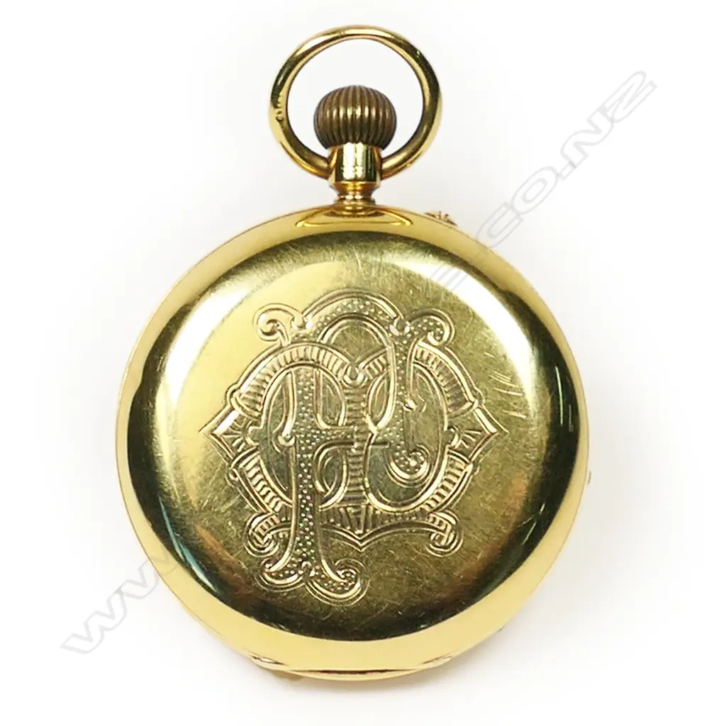 An Edwardian 18ct gold full hunter Rotherhams pocket watch, Image 1++