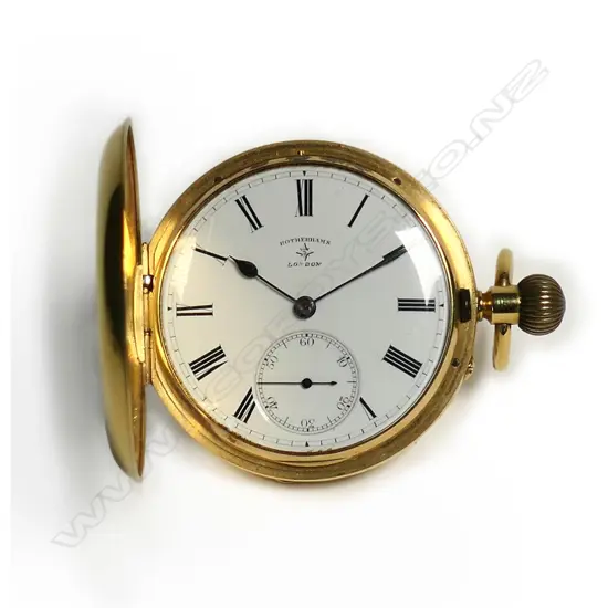 An Edwardian 18ct gold full hunter Rotherhams pocket watch,