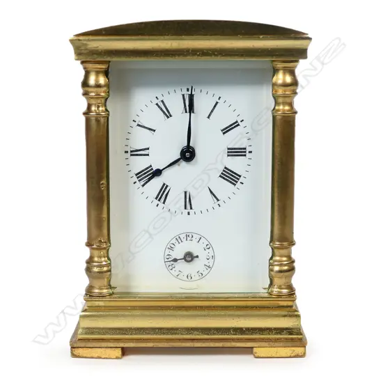 A 19thC French brass miniature striking carriage clock,