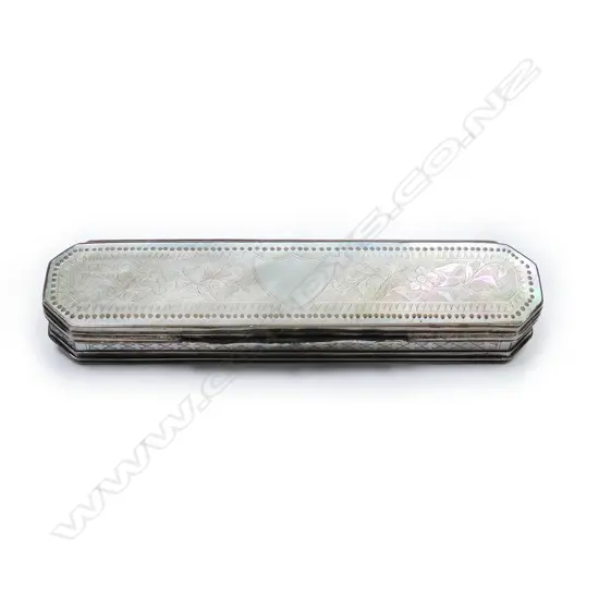A c1800 silver and mother-of-pearl toothpick case,