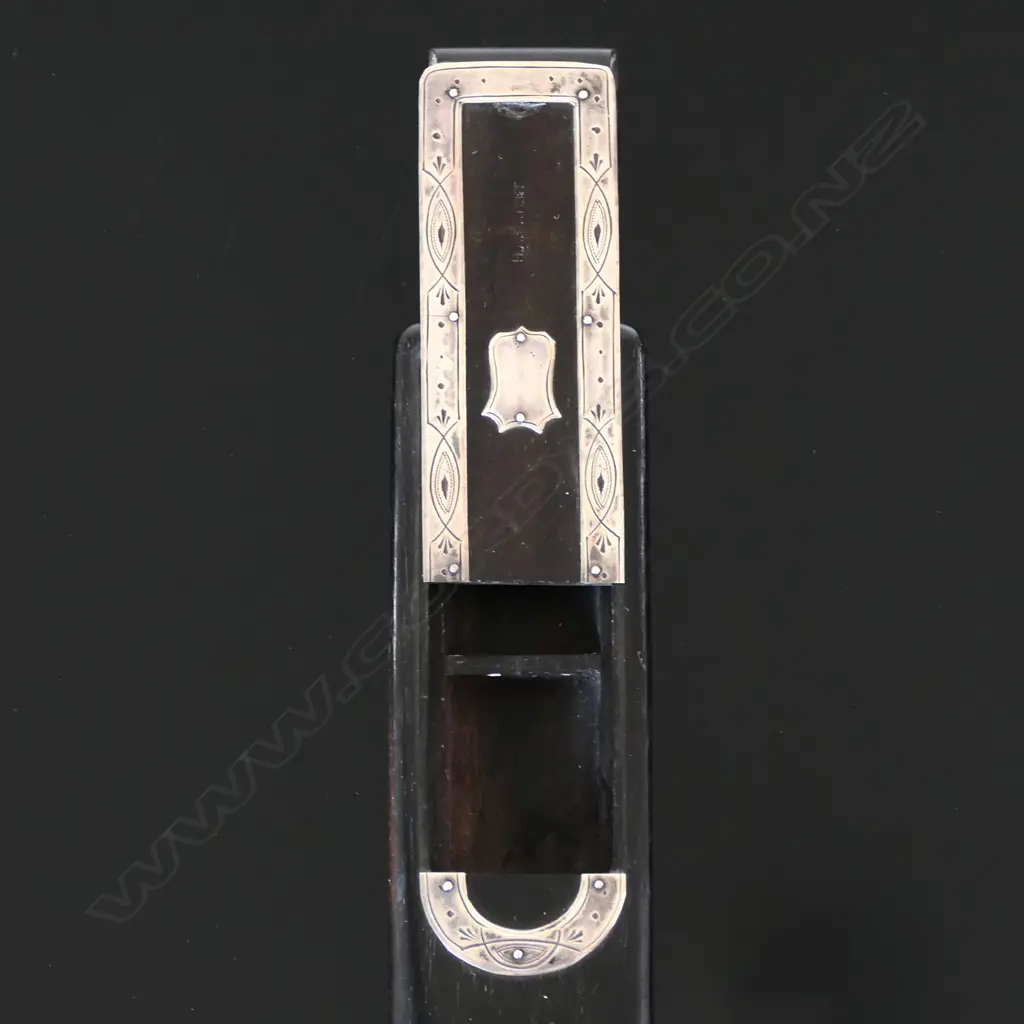 C1900 ebony Letter Opener or Paper Knife, with double stamp compartment. Image 1++