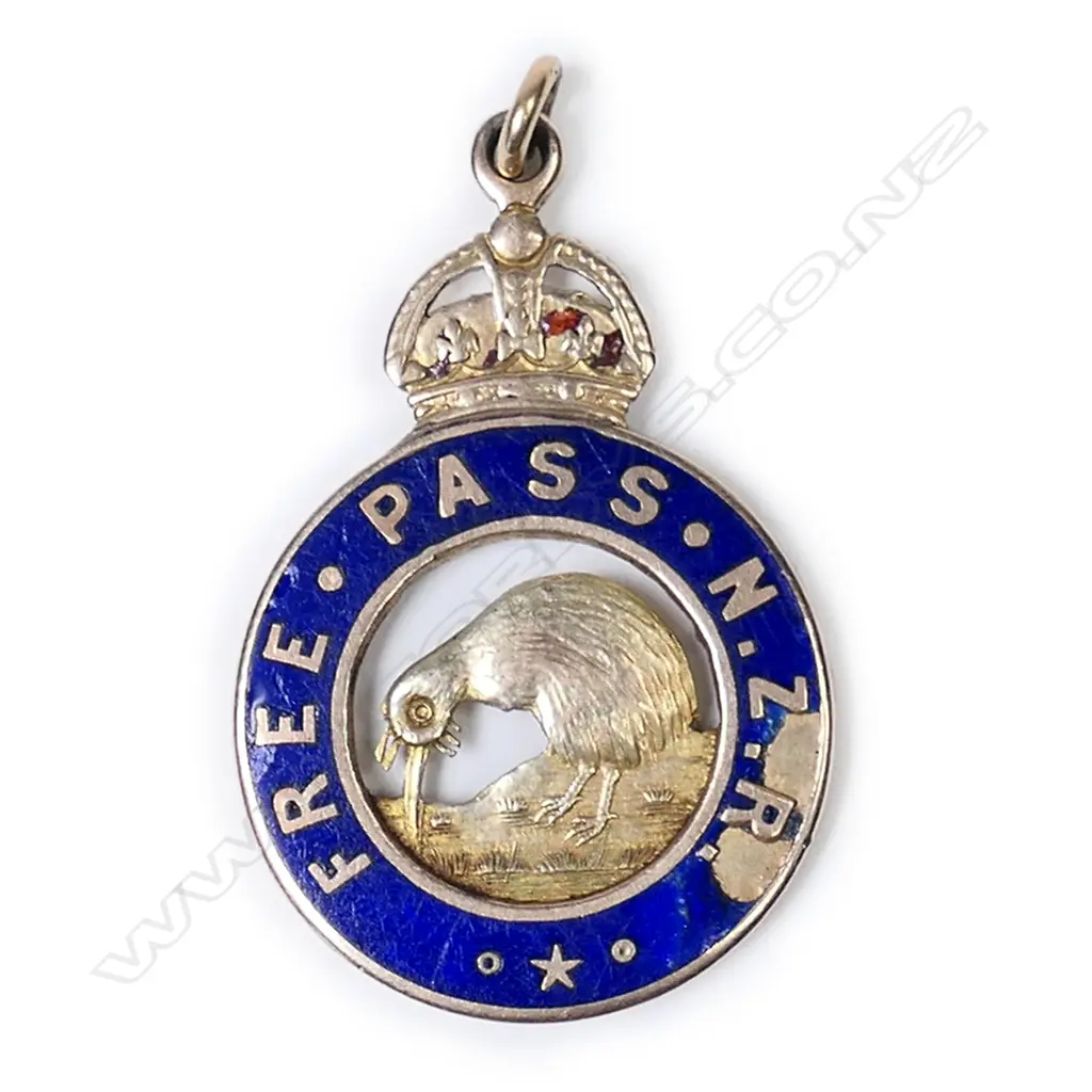 A 9ct gold and enamel late 19th/early 20thC free N.Z.R. pass, Image 1++