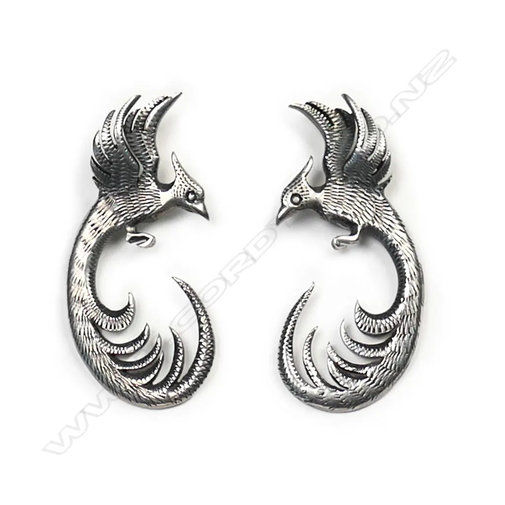 A pair of Tony Buller silver phoenix earrings, Image 1++
