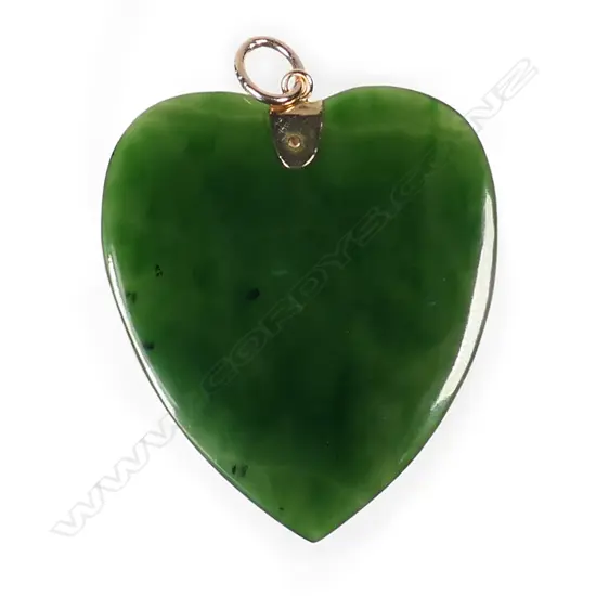 A colonial pounamu greenstone heart pendant,