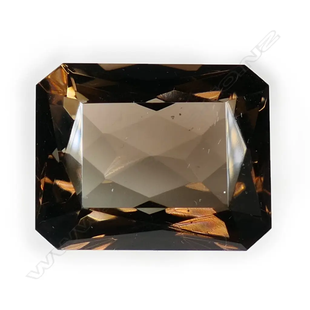 A 37.2ct rectangular mixed cut smoky quartz. Image 1++