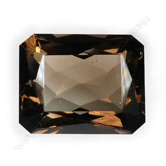 A 37.2ct rectangular mixed cut smoky quartz.