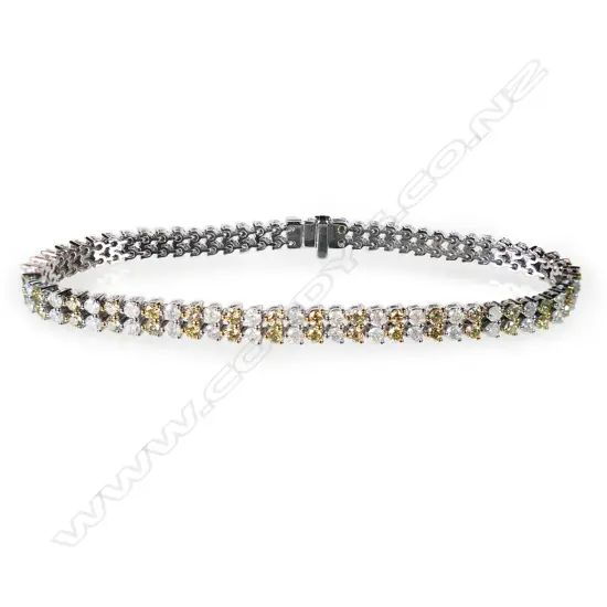 A 14ct white gold and diamond tennis bracelet,