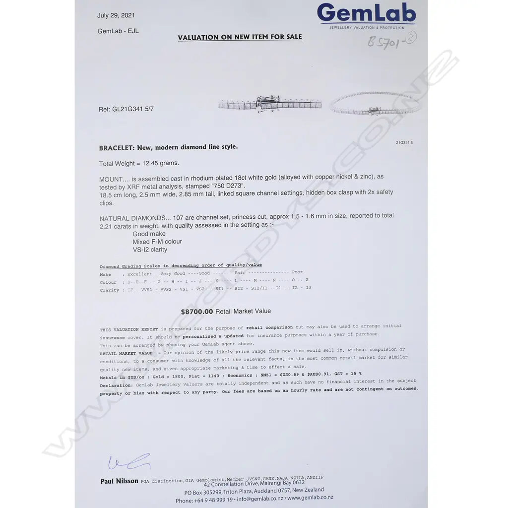 An 18ct white gold and diamond tennis bracelet, Image 1++