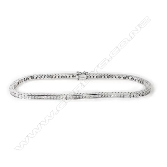 An 18ct white gold and diamond tennis bracelet,