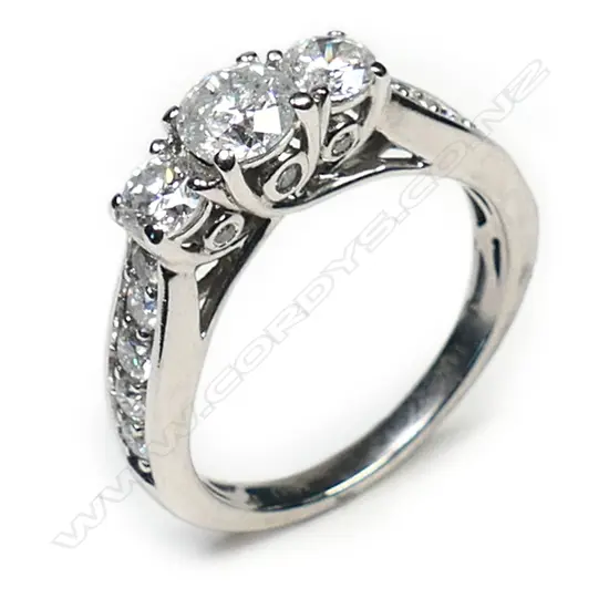 A 14ct white gold and diamond ring,