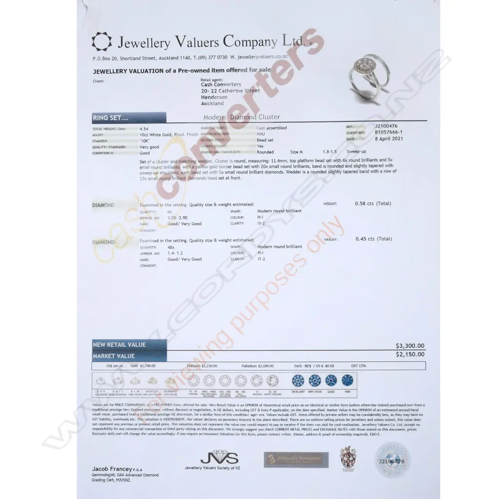 A 10ct white gold and diamond cluster ring set, Image 1++