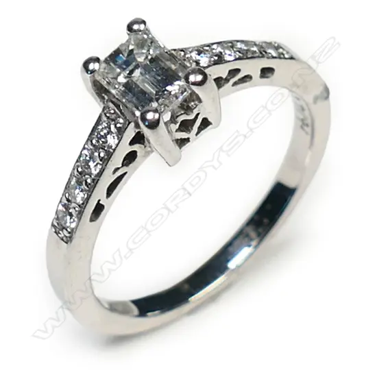 A 14ct white gold solitaire diamond ring,