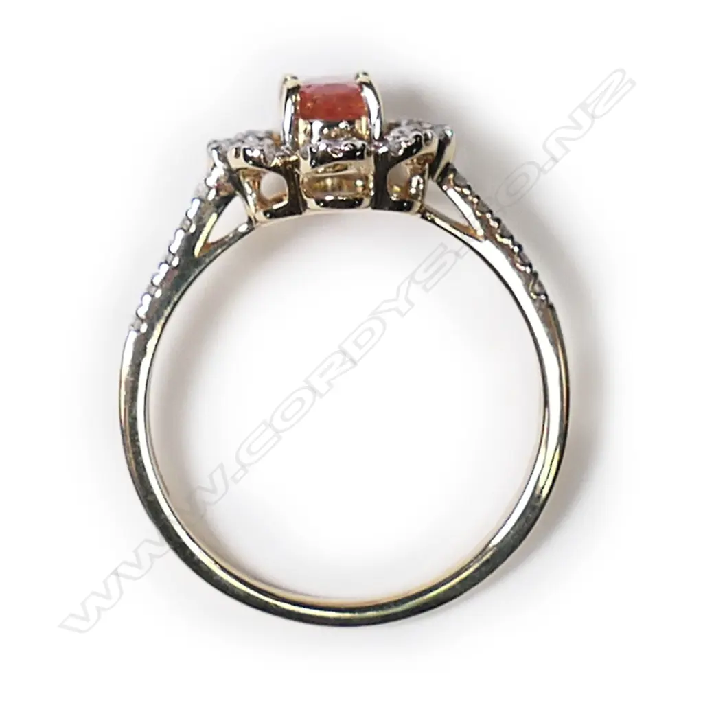 A 14ct gold, orange sapphire and diamond dress ring, Image 1++