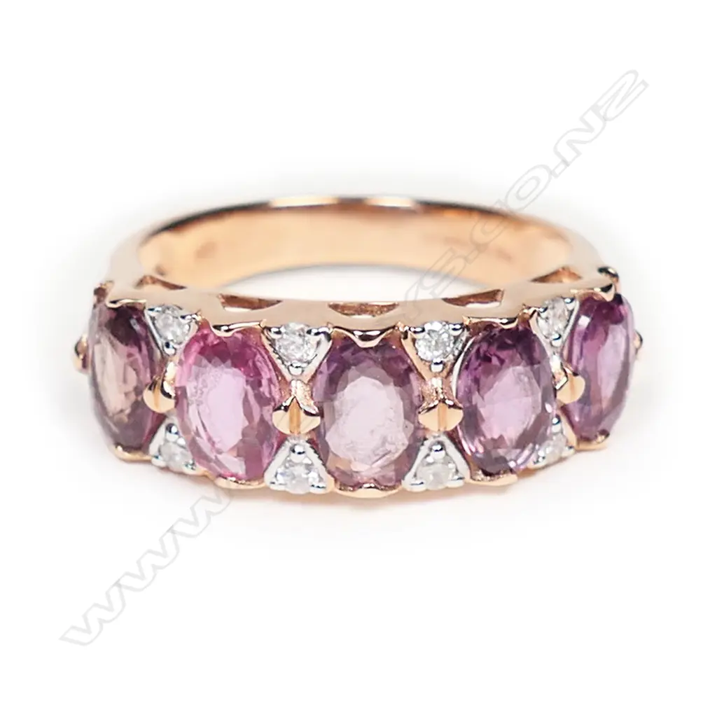 A 14ct rose gold, pink sapphire and diamond ring, Image 1++