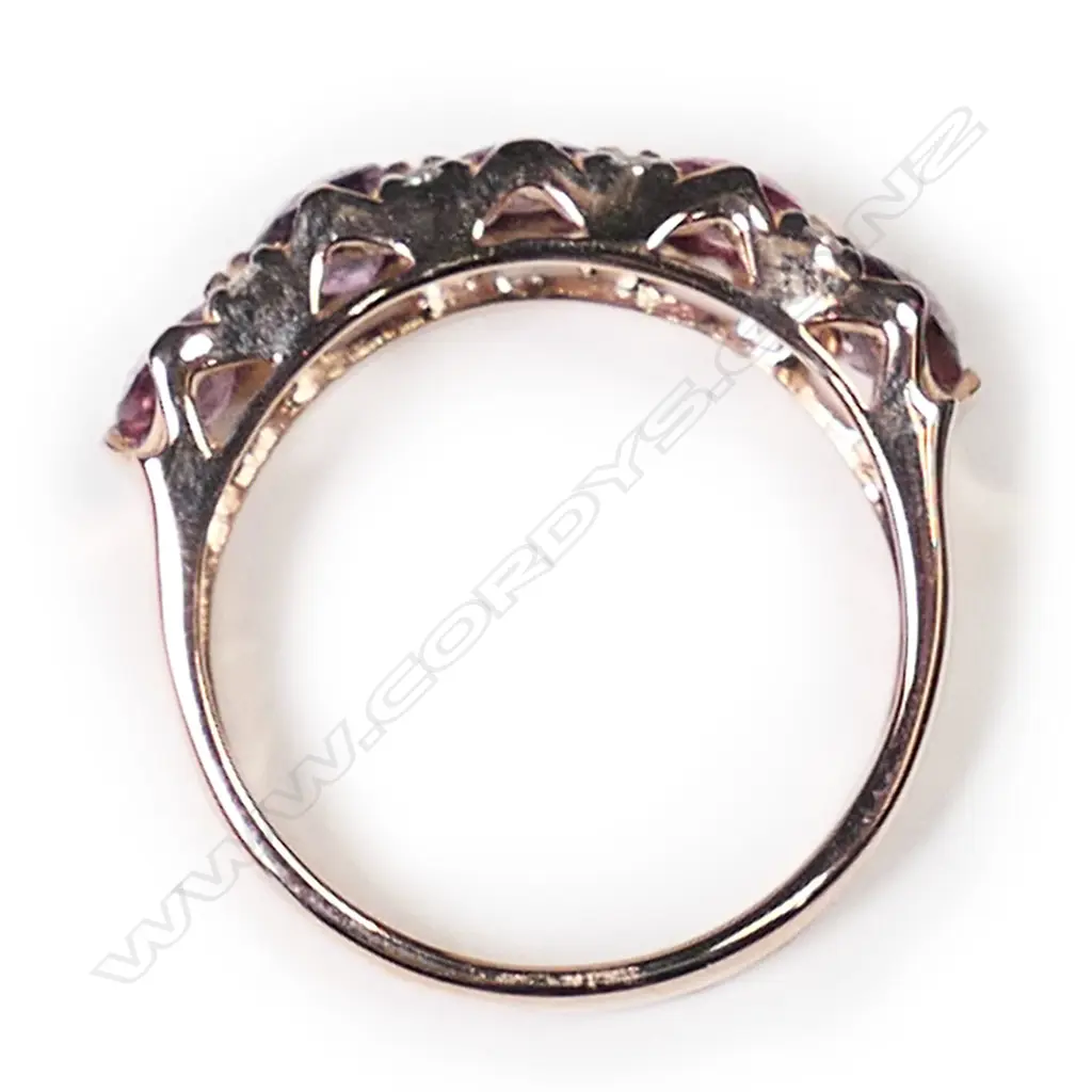 A 14ct rose gold, pink sapphire and diamond ring, Image 1++