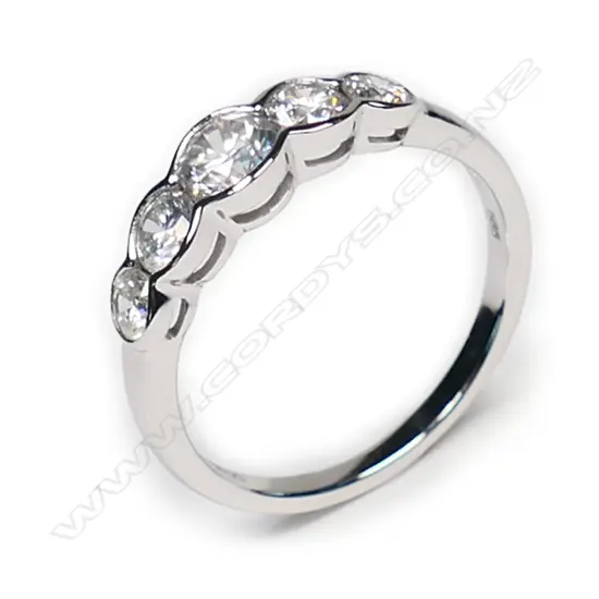A 14ct white gold and diamond set band,
