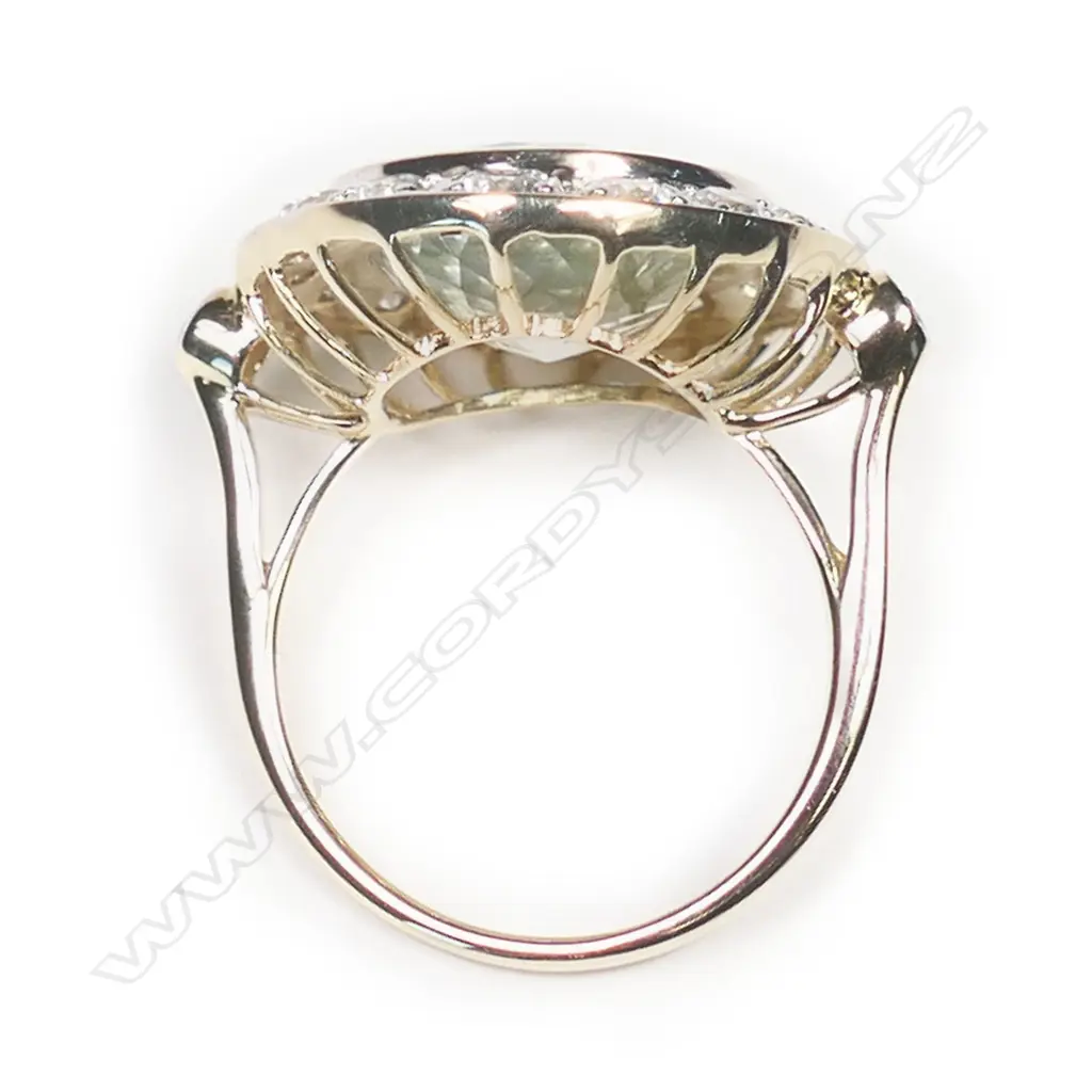 A 14ct gold, aquamarine and diamond cocktail ring, Image 1++