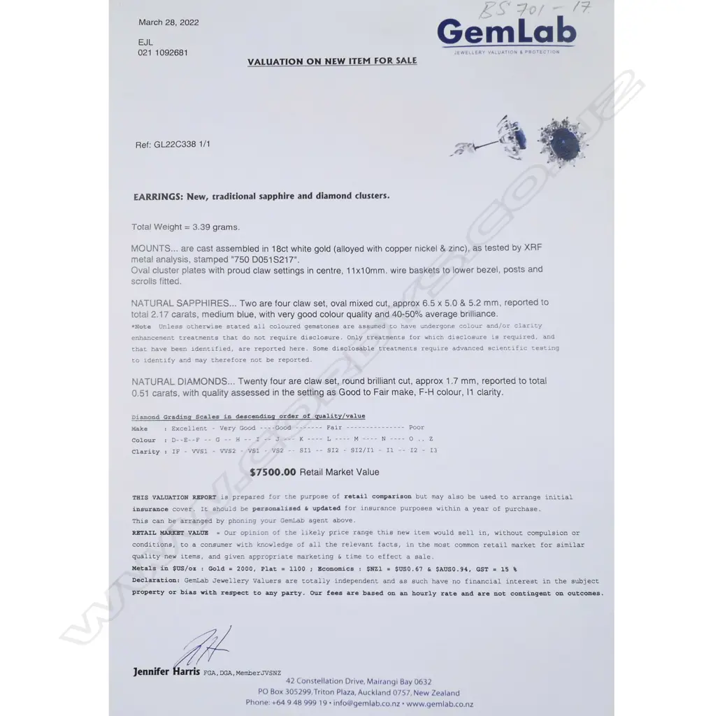 #A pair of 18ct white gold sapphire and diamond cluster earrings, Image 1++