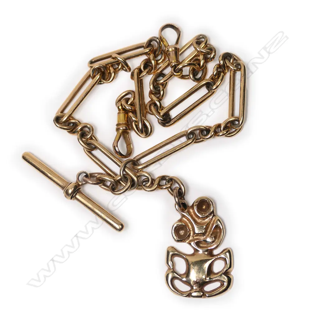 An Edwardian 15ct gold fob chain, Image 1++