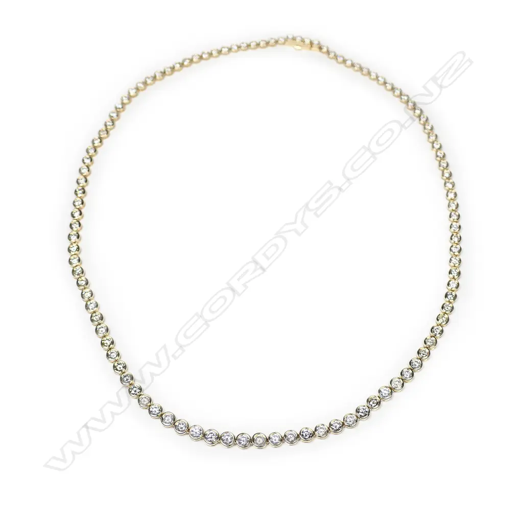 A 14ct yellow gold and fancy yellow diamond Riviera necklace, Image 1++