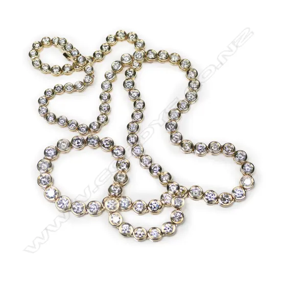 A 14ct yellow gold and fancy yellow diamond Riviera necklace,