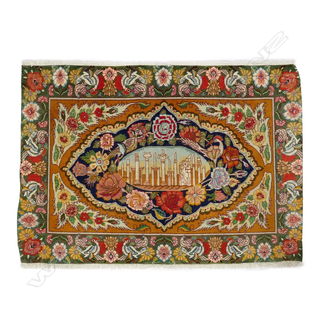 An Iranian Tabriz pictorial rug, 100 x 75cm, Image 1++