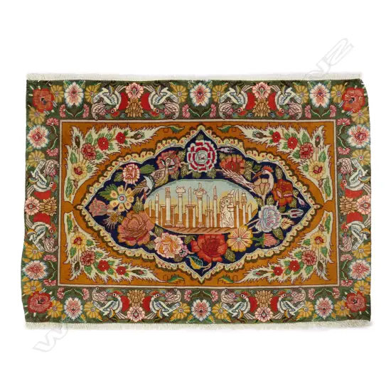 An Iranian Tabriz pictorial rug, 100 x 75cm,