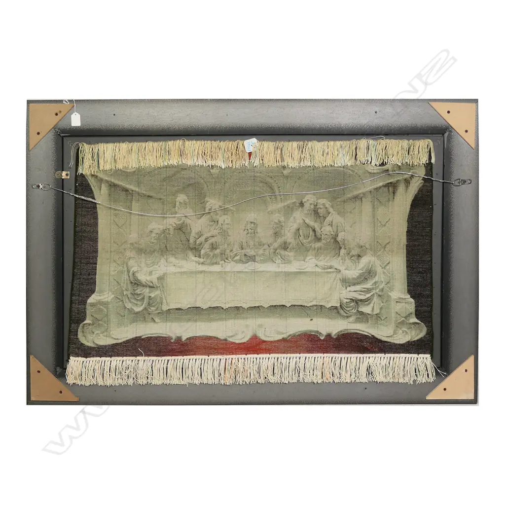 A very finely hand knotted silk picture rug 'The Last Supper', Image 1++