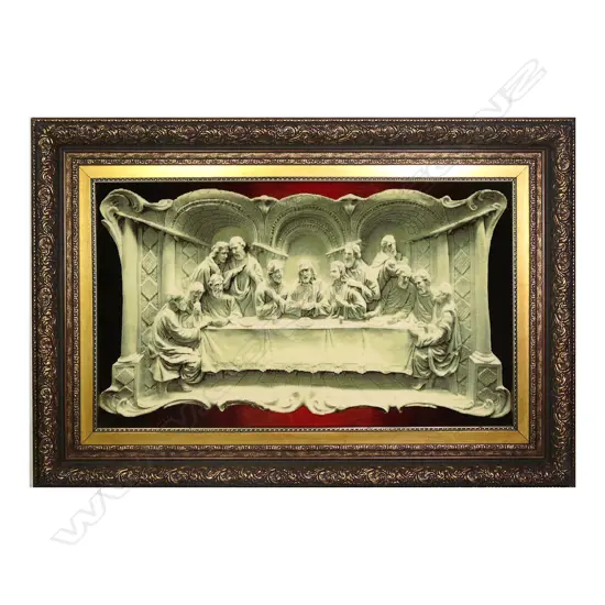 A very finely hand knotted silk picture rug 'The Last Supper',