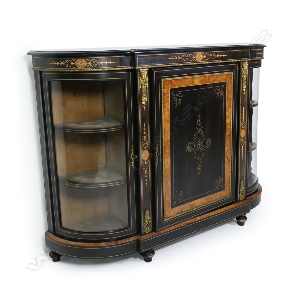 A Victorian inlaid and ormolu credenza, Image 1++