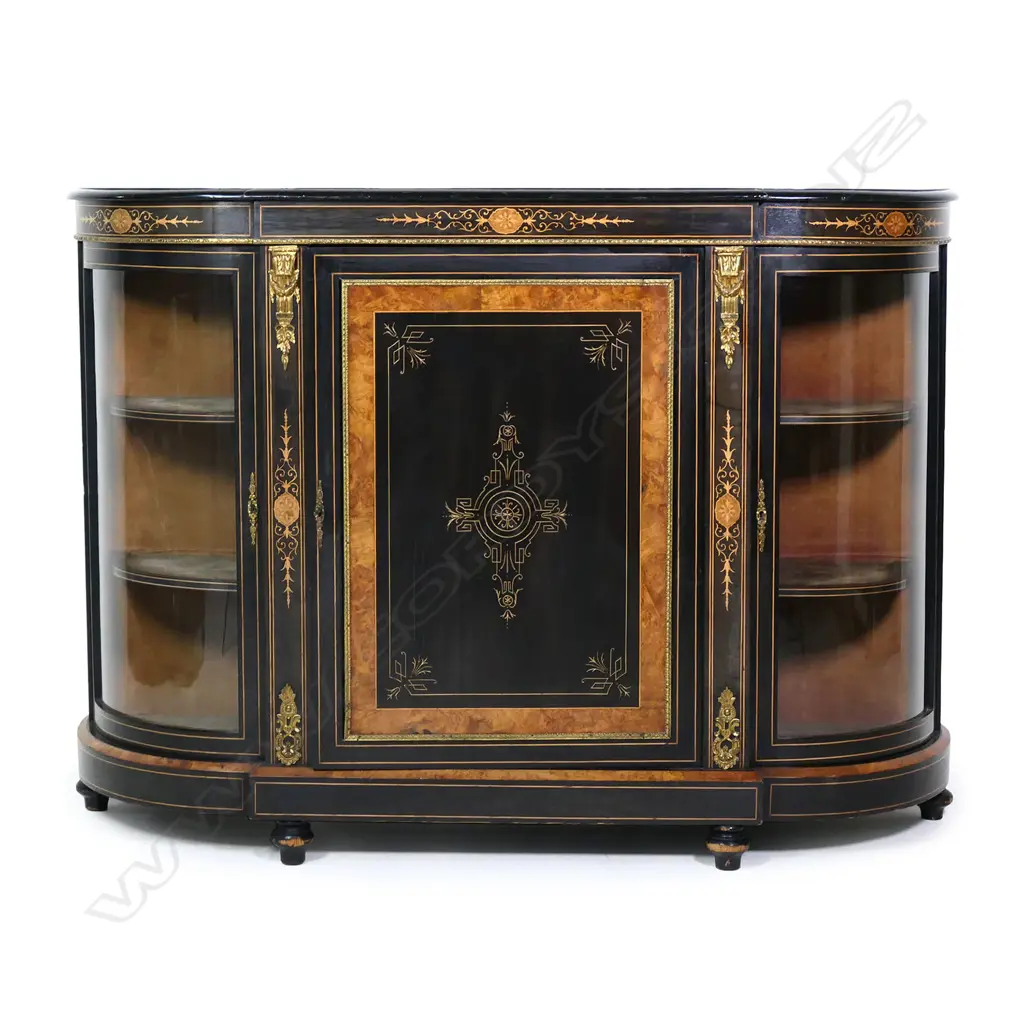 A Victorian inlaid and ormolu credenza, Image 1++