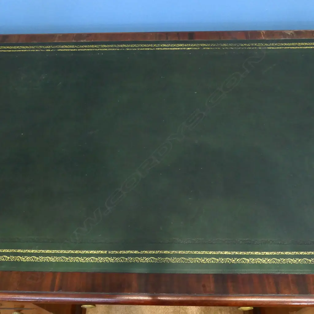 A Victorian mahogany flat top twin pedestal desk, Image 1++