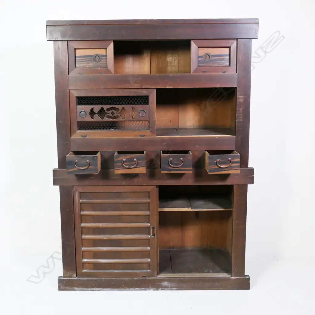 An early 1900s Japanese Mizuya two stage kitchen chest, Image 1++