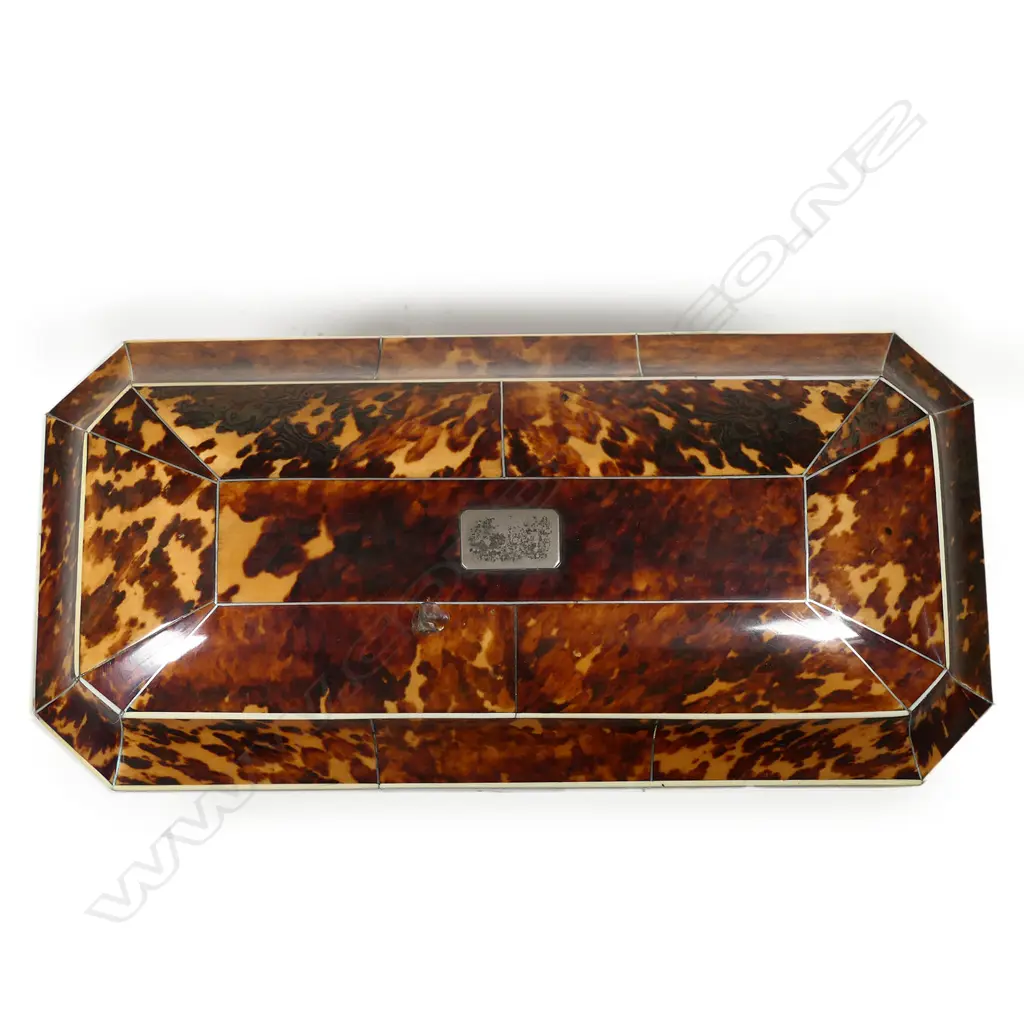 A quality George III casket form tortoiseshell teacaddy, Image 1++