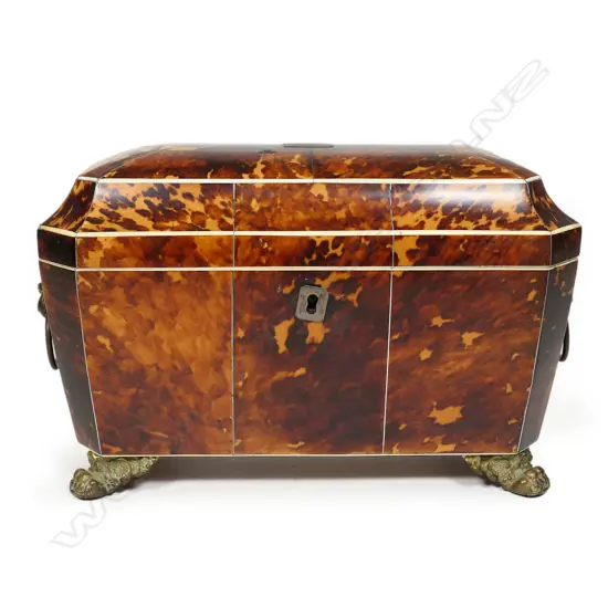 A quality George III casket form tortoiseshell teacaddy,
