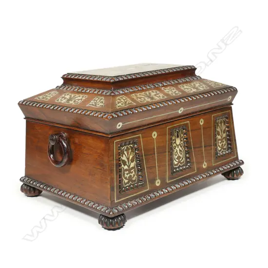A Victorian rosewood and mother-of-pearl inlaid jewel casket,