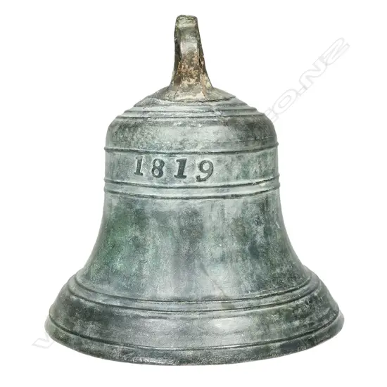 A late Georgian bronze bell dated 1819 around rim