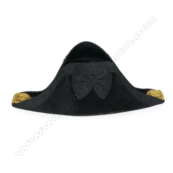 A Victorian Royal Navy bicorn hat in original tin case,