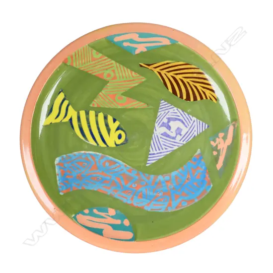 Warren Tippet brightly painted plate,